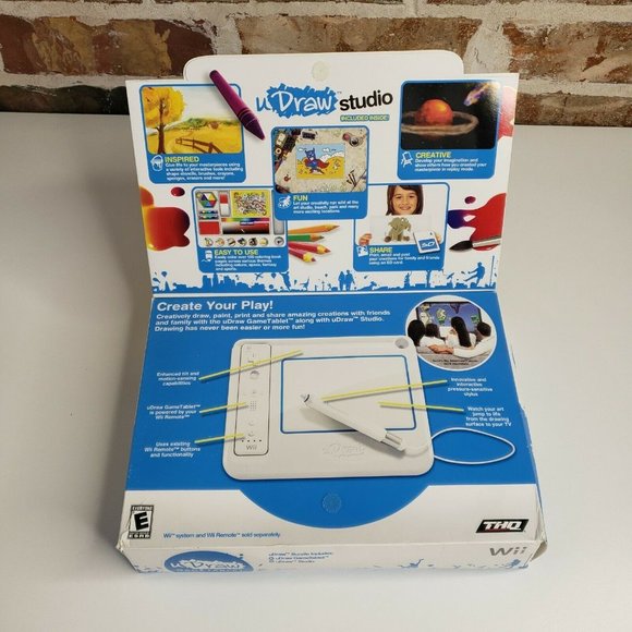 Nintendo Wii Gaming Console Sensor +Cords + U Draw Studio White RVL-001(USA) - Picture 3 of 8